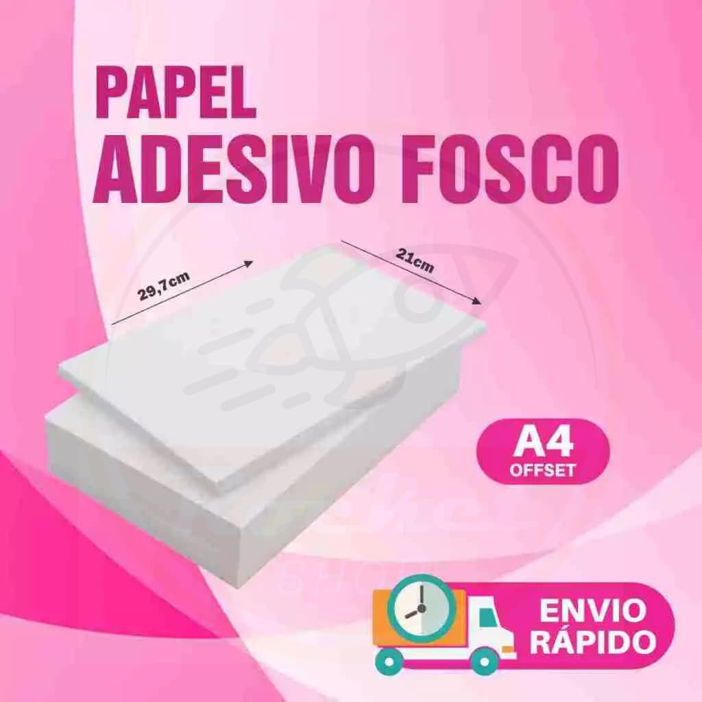 Papel ADESIVO Offset Fosco 90g A4 Branco Kits de 50 a 100 Folhas