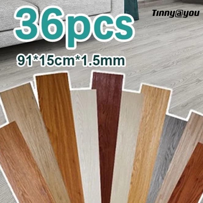 Adesivo de Piso Madeira Autocolante 24 ou 36 Peças Antiderrapante Lavável para Sala Quarto Cozinha TINNY YOU