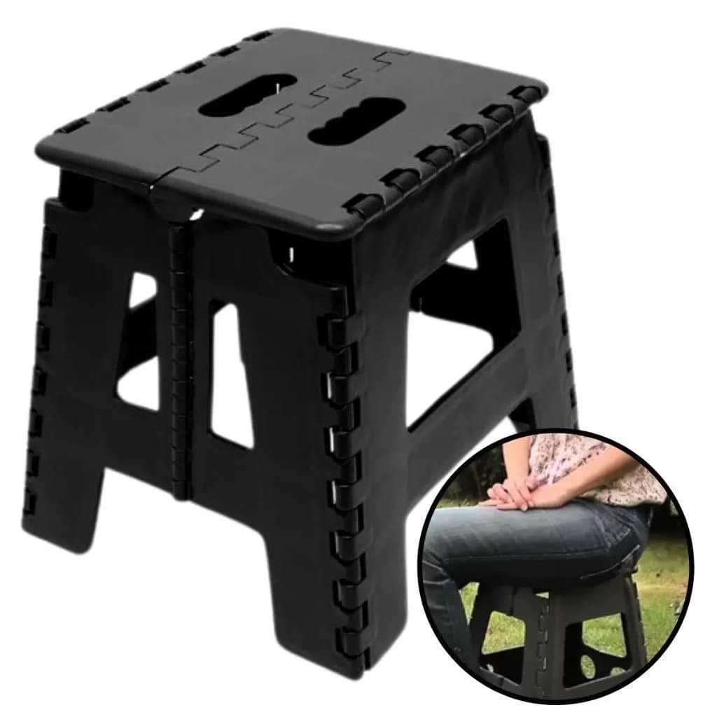 Banqueta Banquinho Dobrável De Plástico Até 100 Kg Resistente Para Viagem