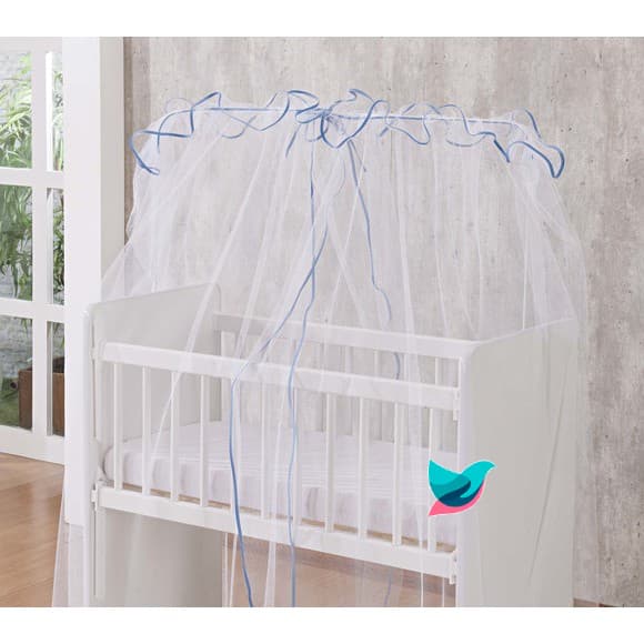 Mosquiteiro para berço Padrao Americano Azul Bebê - Véu para berço de bebe Americano Azul