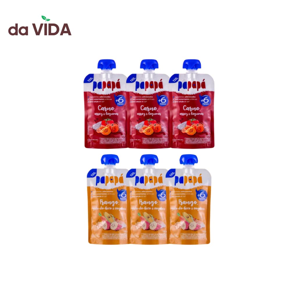 PAPAPA KIT 12UN - 2 SABORES - PAPINHA ORGANICA COM CARNE 120G