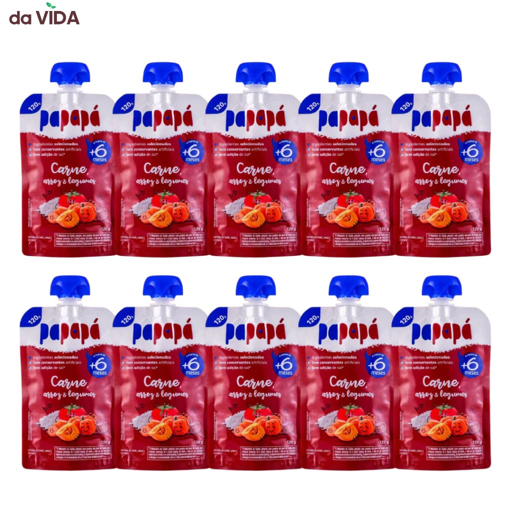 PAPAPA KIT 10UN - 1 SABOR - PAPINHA ORGANICA COM CARNE 120G