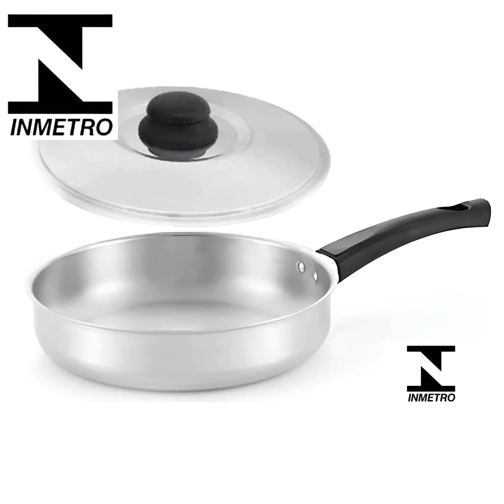 Frigideira de Aluminio Polida Todos os tamanhos Aluminio Grosso e resistente Com Tampa Francesa