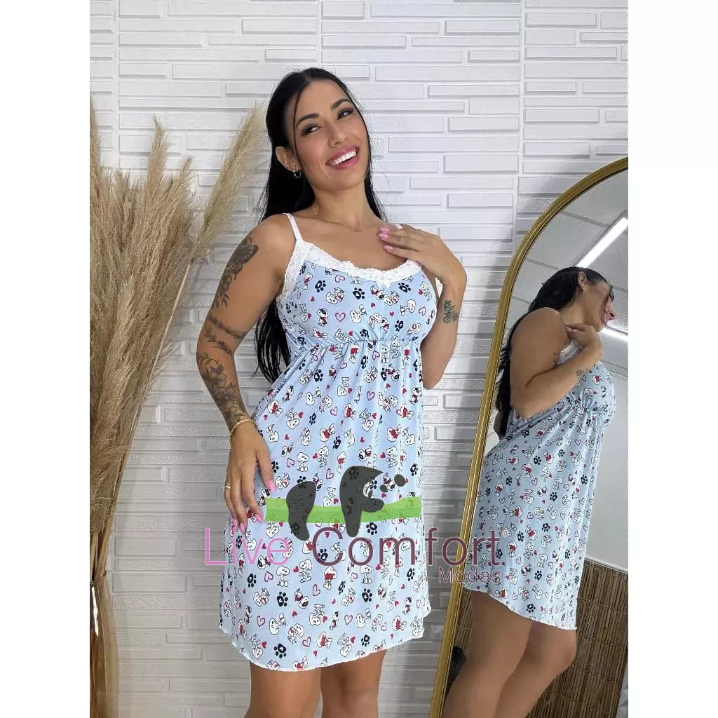 kit com 2 Camisolas Liganete Confortável Roupa de Dormir Noite