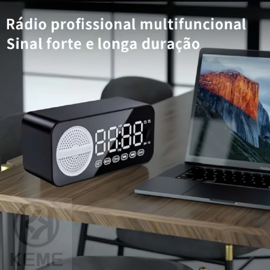 Radio Radinho Retro com Relógio Despertador e Rxibição de hora Bluetooth Portátil AD-520