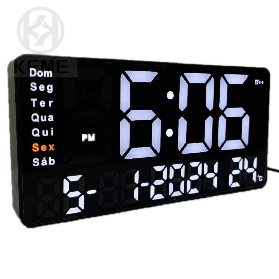 Relógio Digital LED De Parede E Mesa Calendário Alarme Data Temperatura LE-2167