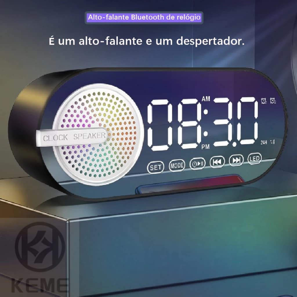 Radio Retro com Relógio e Rxibição de hora Bluetooth Portátil AD-521