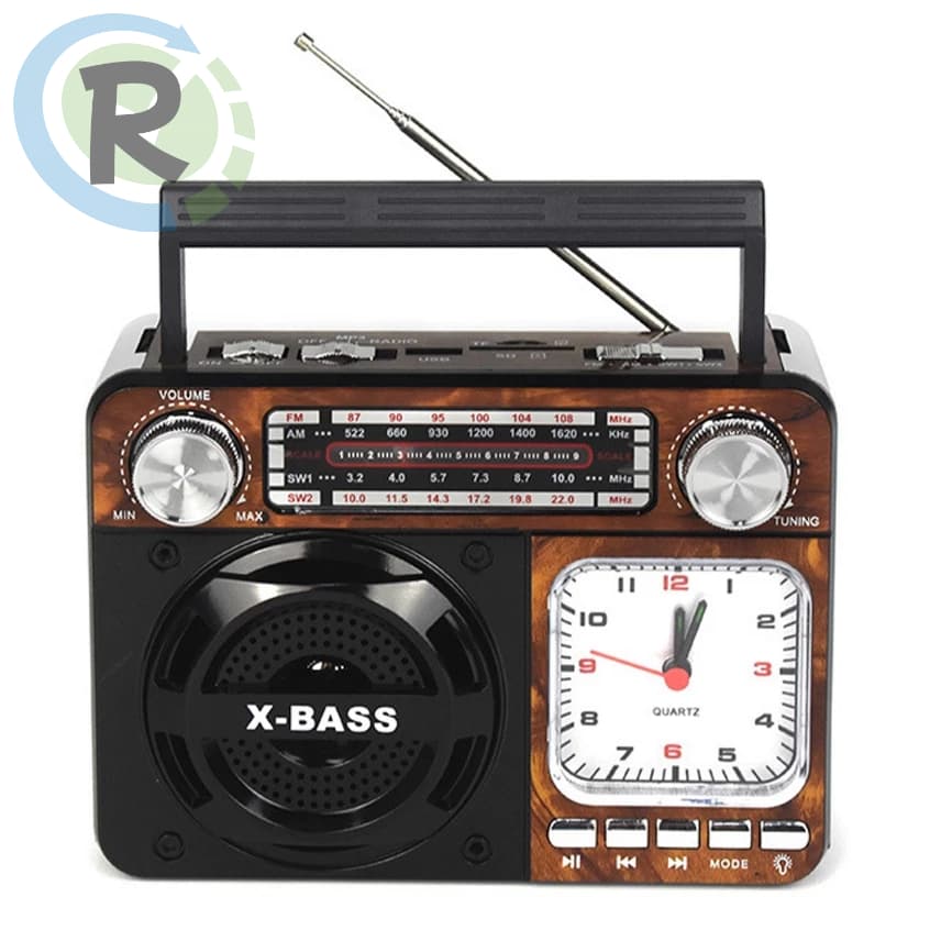 Rádio Relógio Retro BT Vintage Fm Am Sw Usb Portátil AD-136