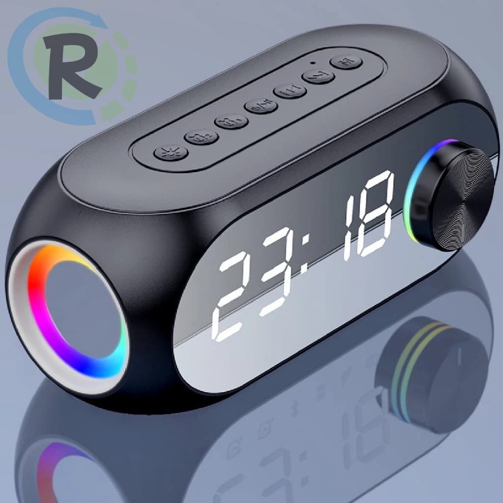 Radio Relógio Digital LED De Mesa Tela Espelho Dimmer Bluetooth Duplo Alarme TF Fm Portátil AL-8353