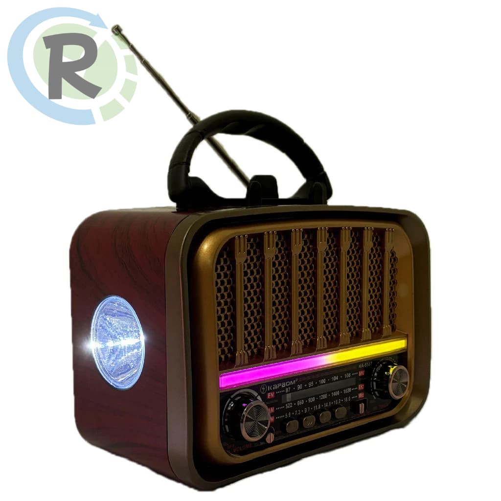 Radio retro vintage fm am usb sd bateria bluetooth Luminária Rgb KA-5587