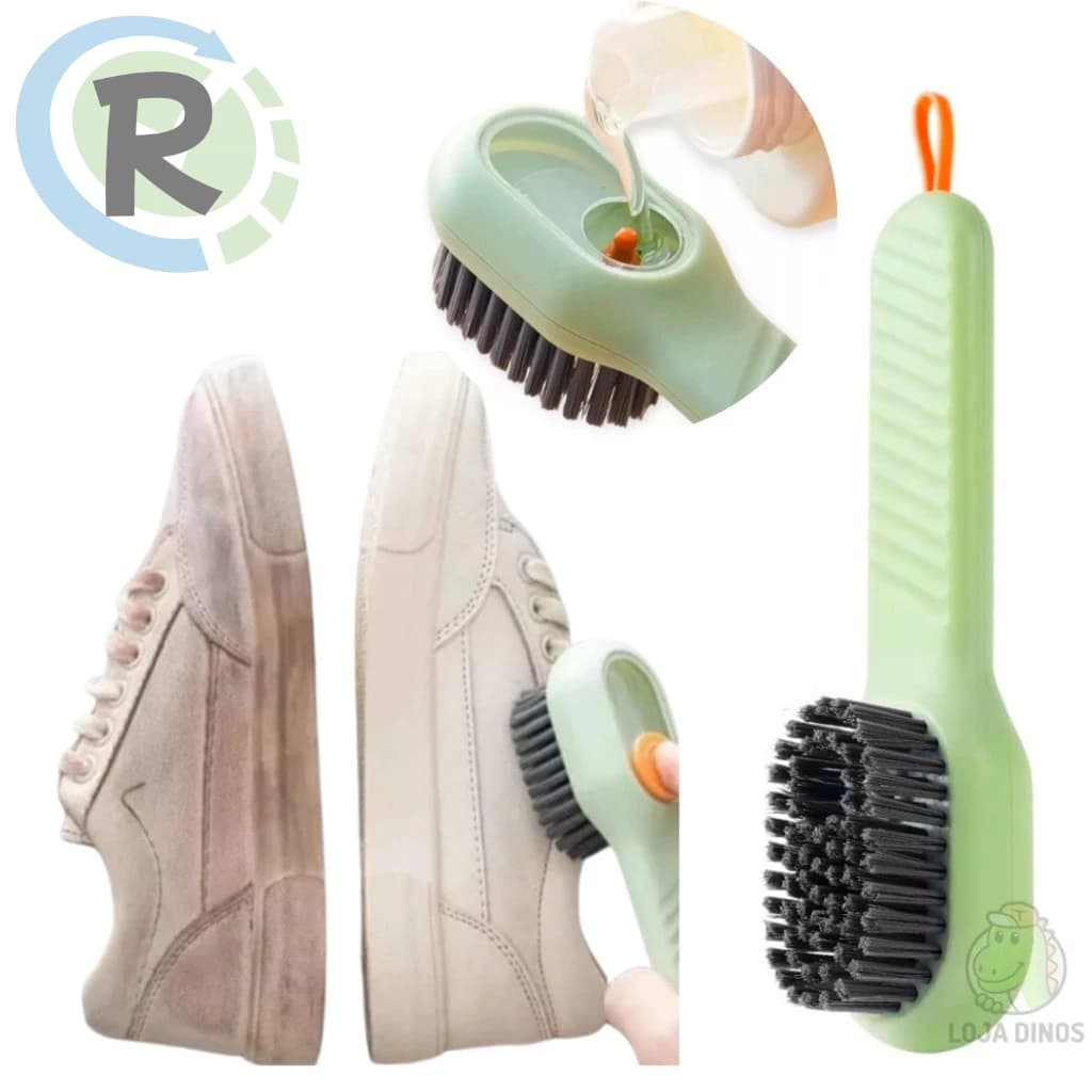 Escova Limpa Sapato Tenis Boné Roupa com Dispenser Reservatorio Sabão Liquido Sabonete