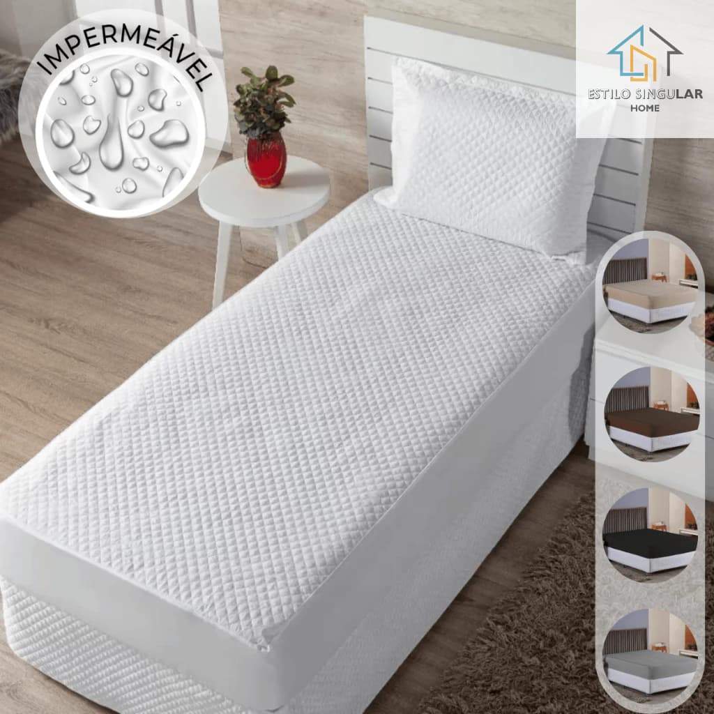 Capa Impermeável Solteiro Protetor de Colchão Com Elástico Segura Xixi Anti Líquidos A Prova De Água