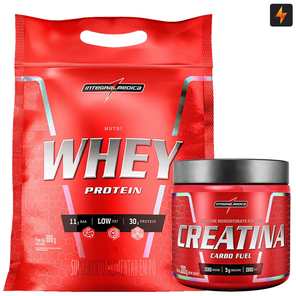 Kit Nutri Whey 900g + Creatina CarboFuel 300g Integralmedica