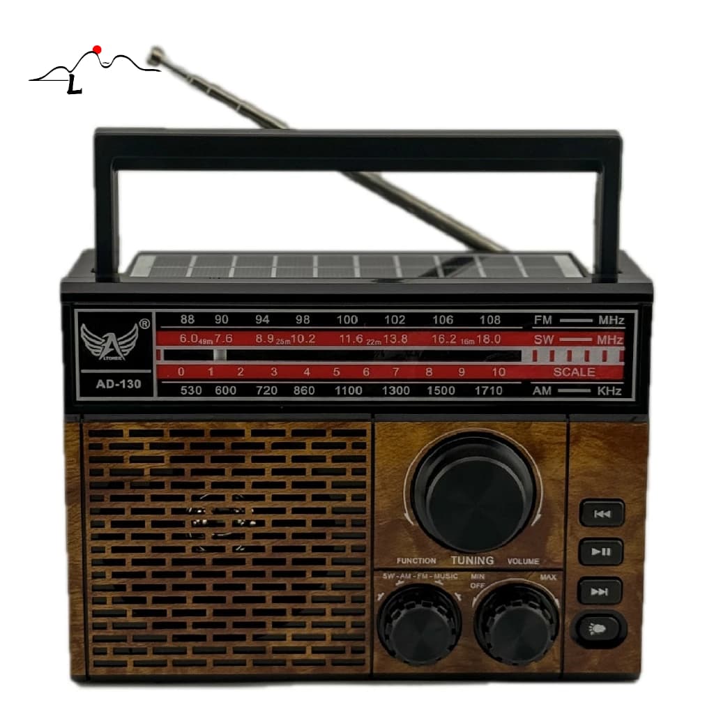 Rádio Retrô Altomex com Painel Solar Recarregável Lanterna FM AM SW USB TF AUX AD-230