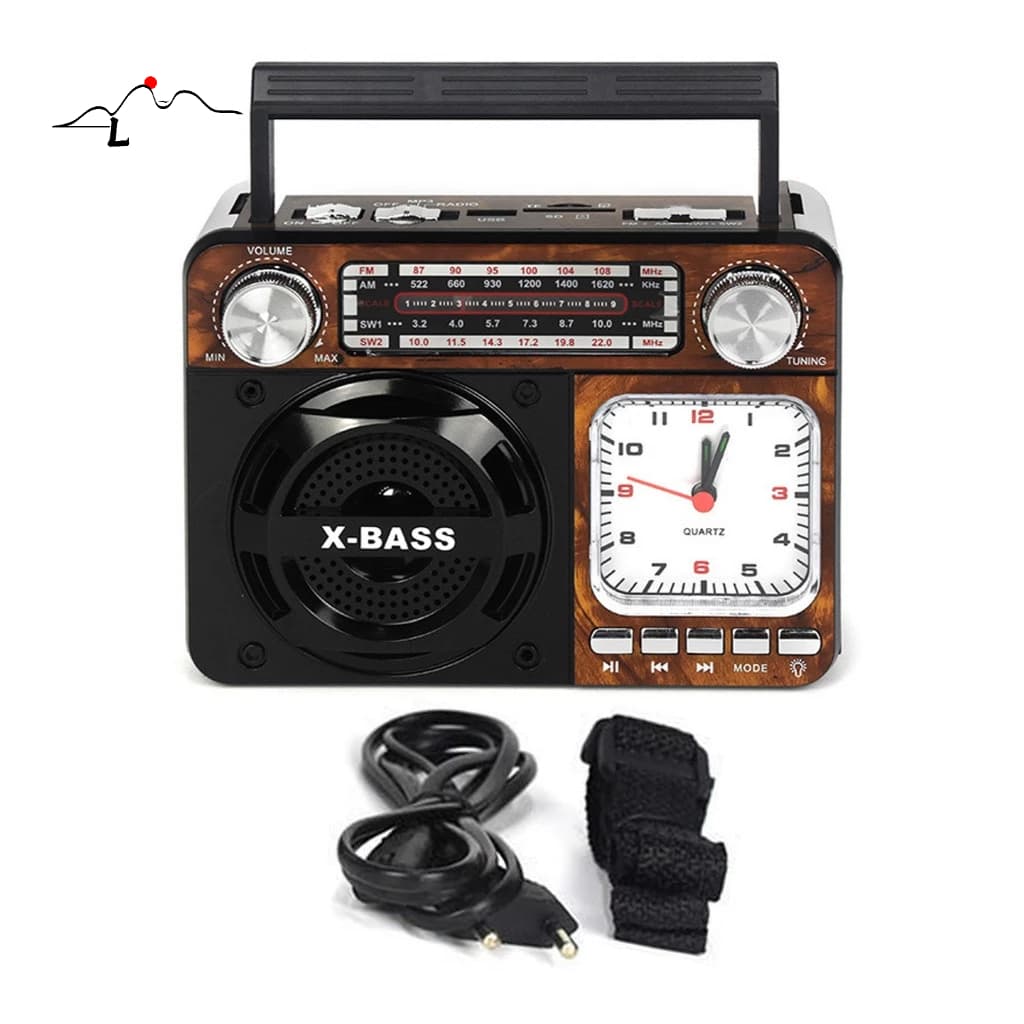 Caixinha De Som Rádio Relógio Retro Bluetooth Vintage Fm Am Sw Usb Portátil