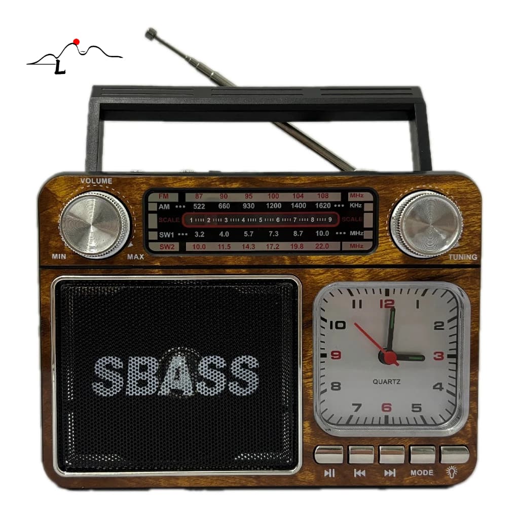 caixinha de som rádio relógio retro bluetooth vintage fm am sw usb portátil AD-135