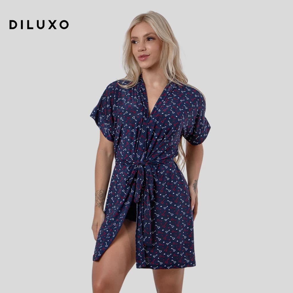 Robe Em Liganete Diluxo Estampas Sortidas Feminino Moda Promoção Cores Sortidas
