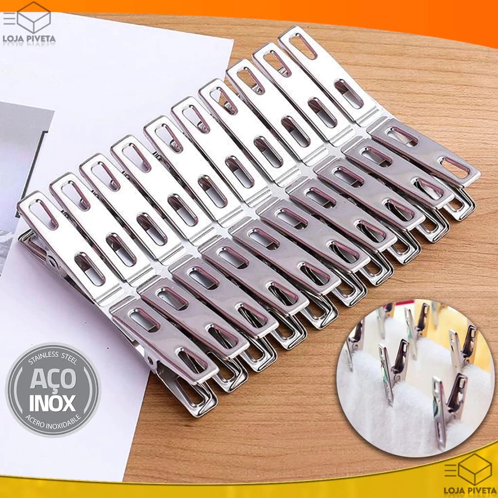 Kit 10/20/30/40/50 Grampos Prendedores De Roupa 100% Aço Inox Super Resistentes OFERTA