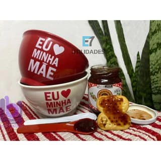 Kit 50 Cumbucas Eu amo minha mãe com colher 800ml Feliz dia das mães sorvete sobremesa tigela pote