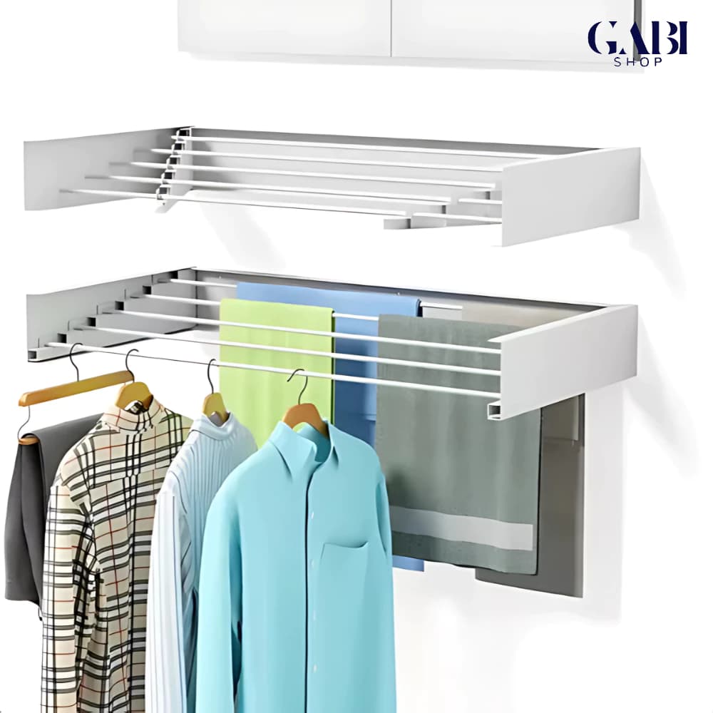 Varal Magico De Parede Retrátil Secreto 80cm/100cm Com 5 Varetas GABISHOP