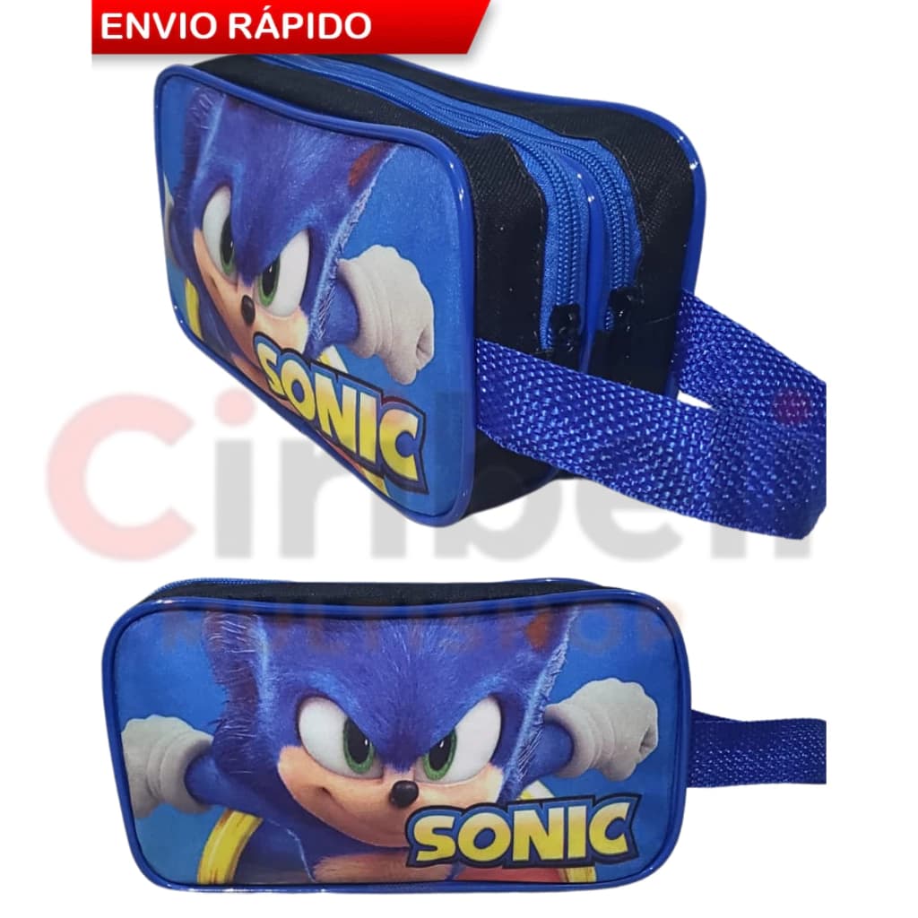 Estojo Escolar Sonic 2 Divisórias Grande Zíper Reforçado