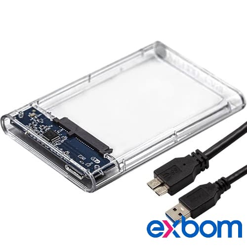 Case USB 3.0 p/ HD 2,5 Externa transparente sata 5Gpbs