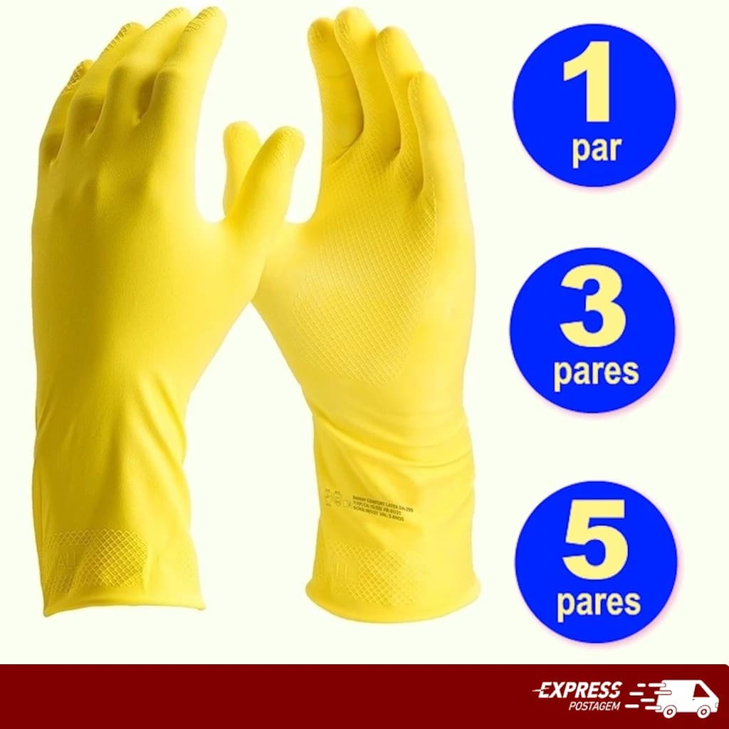 Luva de látex para limpeza amarela Confort Danny