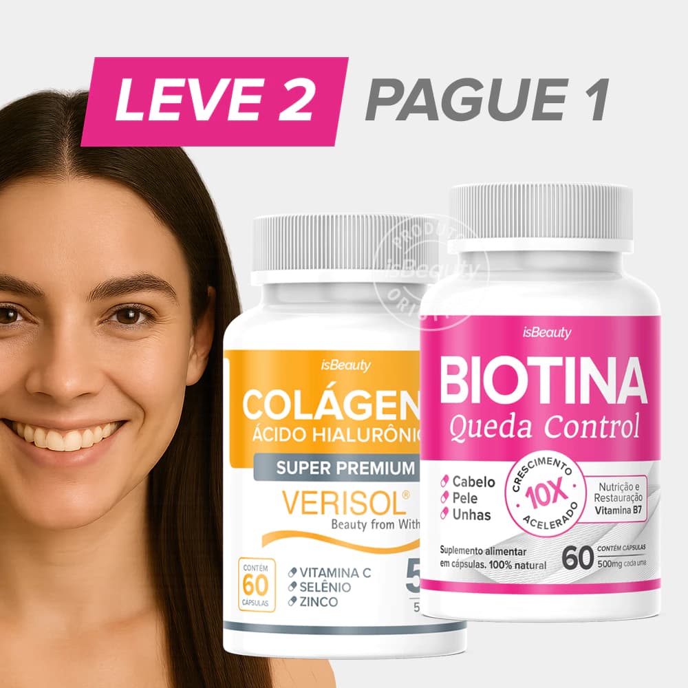 Kit Biotina 60 Cáps + Colágeno Verisol 60 Cáps Premium - Original - Envio Imediato