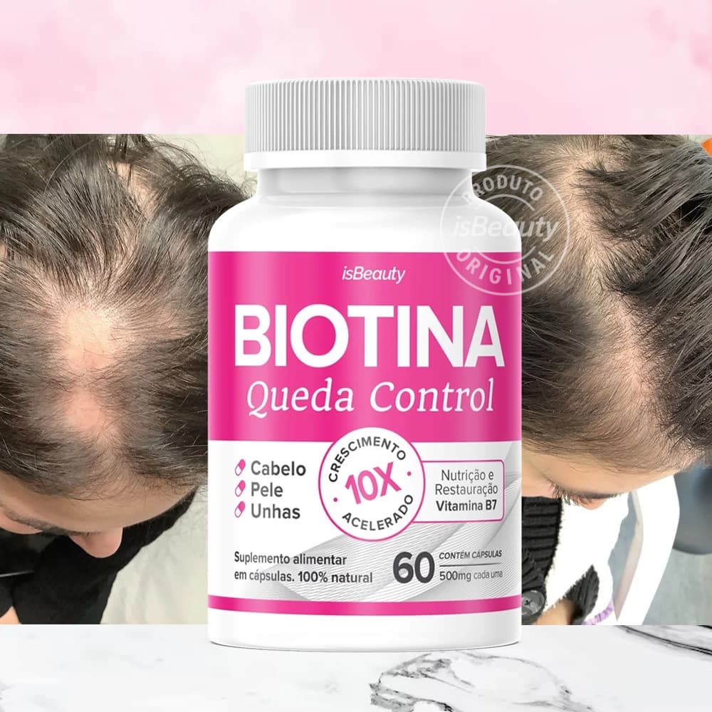 Biotina Crescimento Cabelos - Anti Queda - Preenchimento de Falhas Capilar - 60 Caps - Envio Imediato