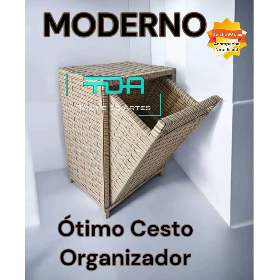 CESTO DE ROUPA BASCULANTE DE FIBRA SINTÉTICA ORGANIZADOR