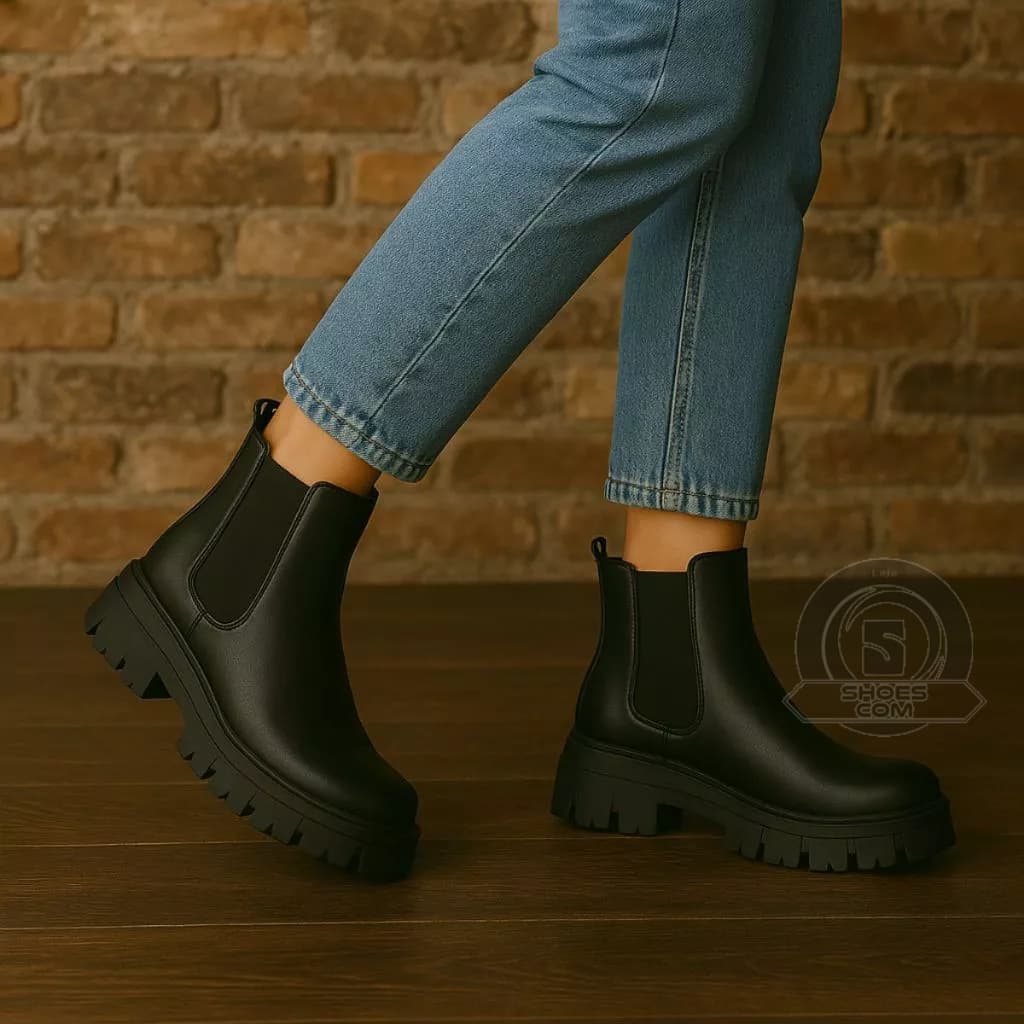 Bota Coturno Feminino Tratorada Chelsea Macia Confortável Snapshoes