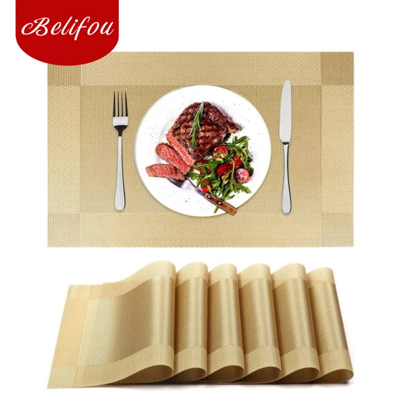 Kit 6 Jogo Americano PVC Metalizado Luxo Impermeável e Lavável para Mesa Posta