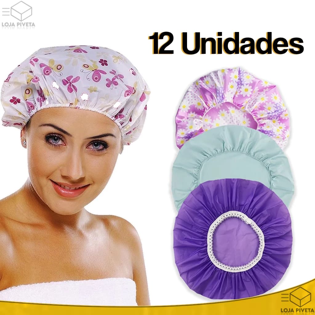 Kit 3/6/9/12 Toucas Para Banho Com Elástico Impermeável Tintura Hidratação Várias Estampas