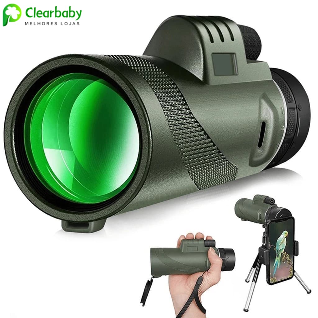 Telescópio Portátil 40x60 HD com Tripé – Compatível com Celular, Ideal para Viagens