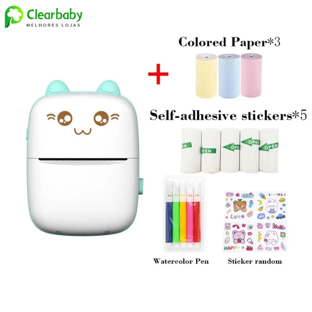 Impressora Térmica Portátil Sem Fio Mini Bluetooth para Imprimir Fotos Notas e Adesivos Android iOS