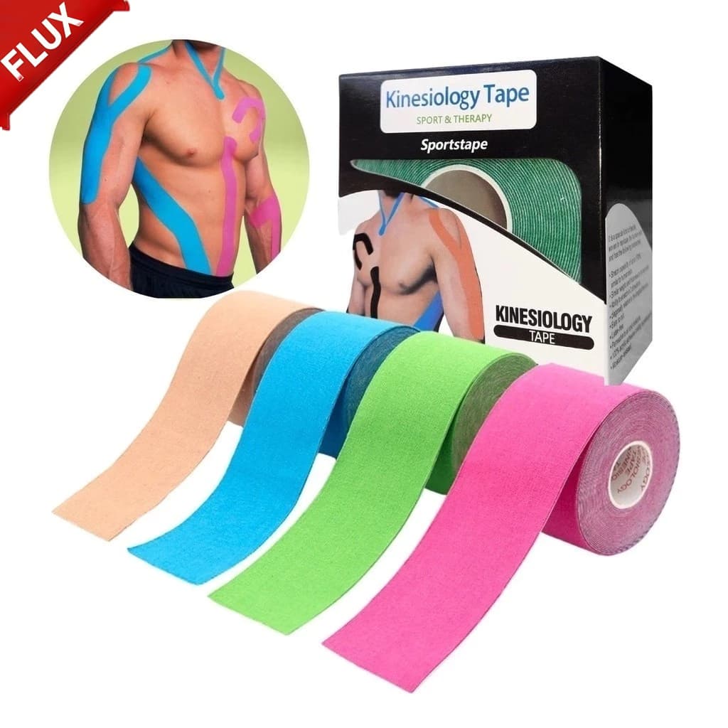 Kit 1/2/3/4 Bandagem Elástica 5cm X 5m - Fita Kinesio Tape Fisioterapia FLUX