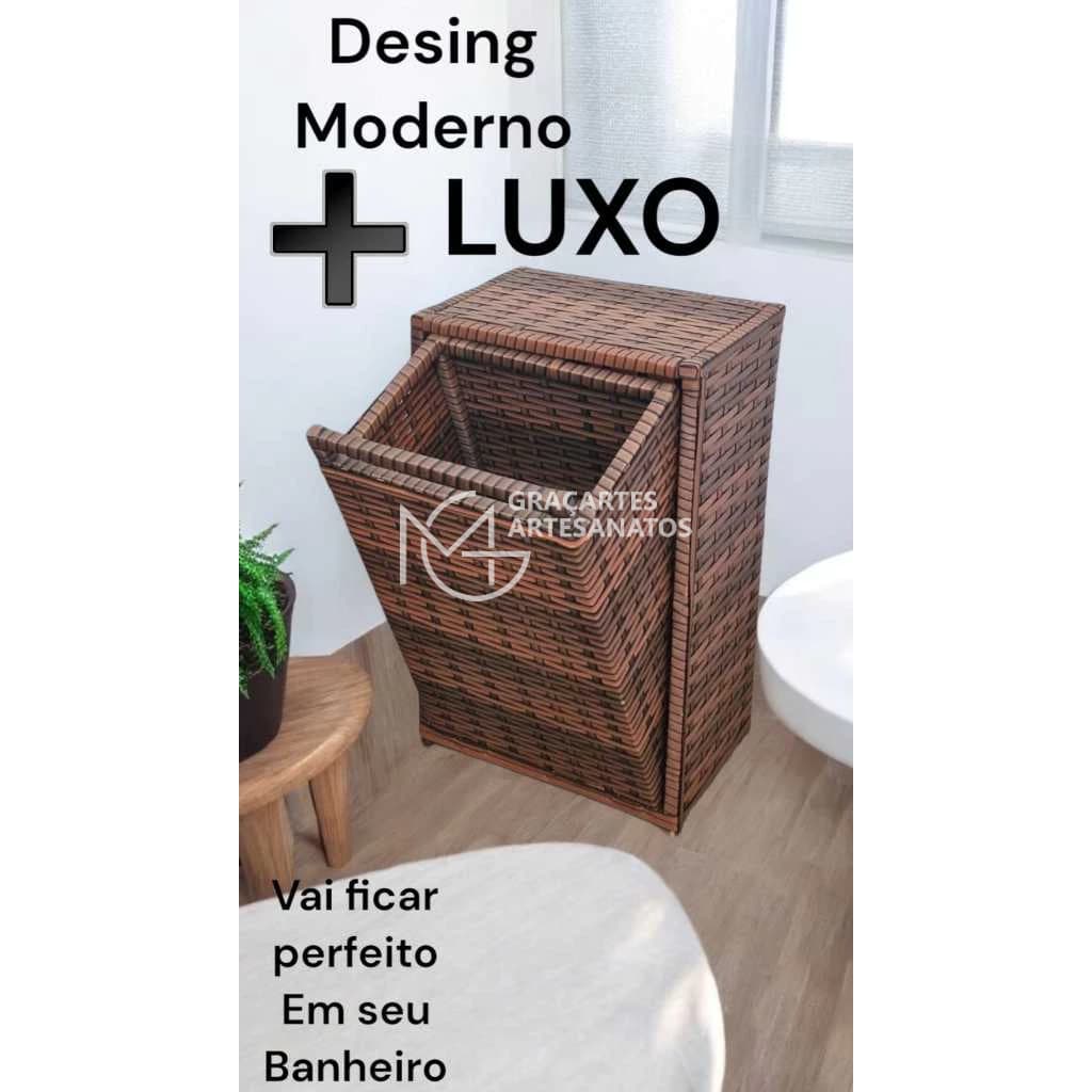 Cesto de Roupas Basculante Grande de Fibra Sintética - Praticidade e Estilo para o Seu Espaço!