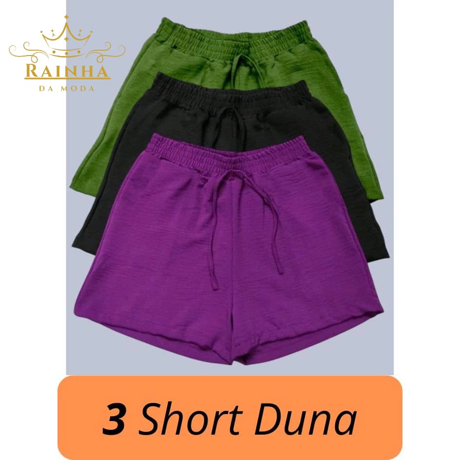 Kit de 3 Shorts Femininos - Tecido Duna! Tendência Verão