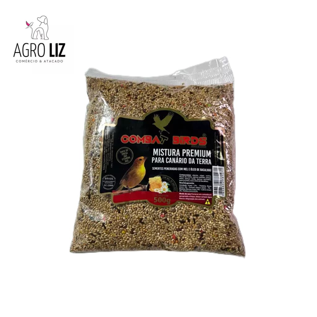 RAÇÃO PREMIUM PARA CANÁRIO DA TERRA COM ÓLEO E MEL - MISTURA DE SEMENTES PENEIRADAS