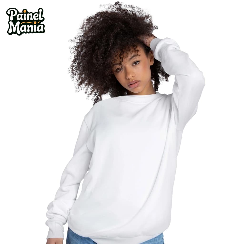 Moletom Sem Capuz Gola Redonda Liso Blusa Frio Casaco Feminino