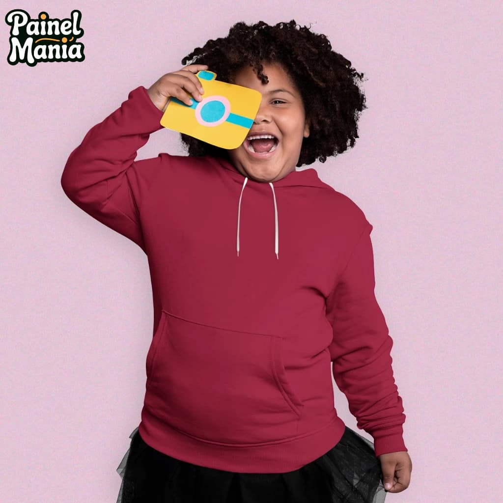 Moletom Infantil Kids Unissex Com Capuz Canguru Liso Diversas Cores