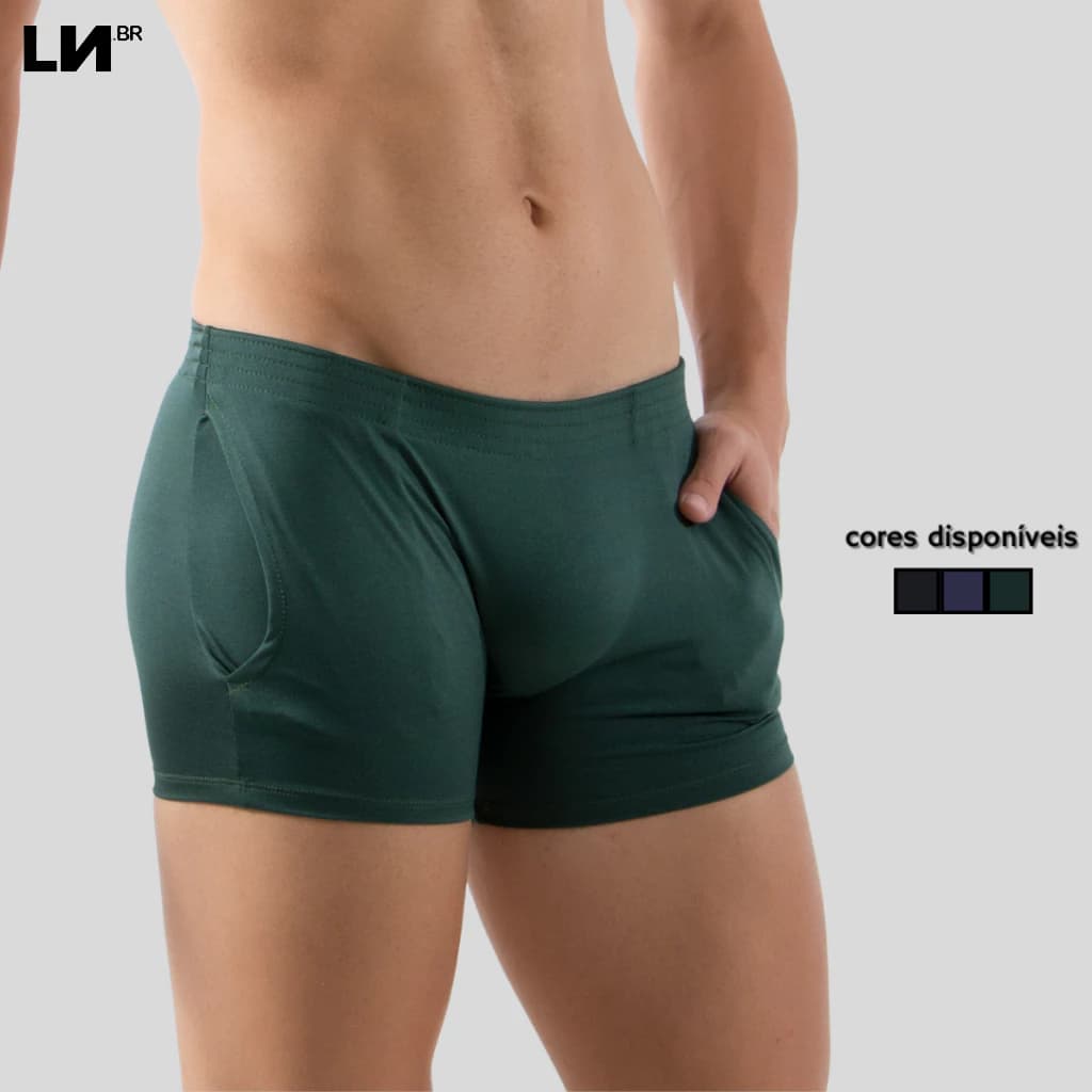 Cueca Boxer Samba Canção com Bolso Linha Noite Masculina