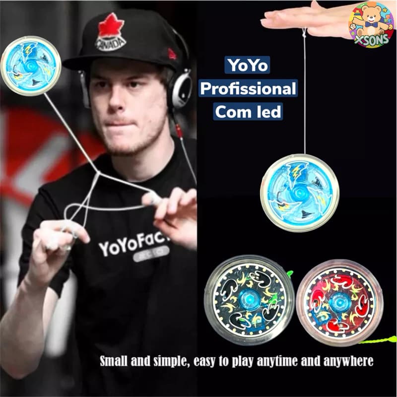 Yoyo profissional com rolamentos e led Ioio Responsivo
