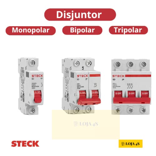Disjuntor  Unipolar Bipolar Tripolar    Steck   10A  16A  20A  25A 32A 40A 50A  63A Curva C 3KA