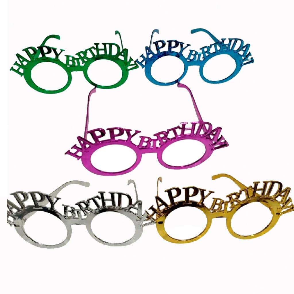 Óculos Happy Day  Metalizado Festas Aniversario e Eventos