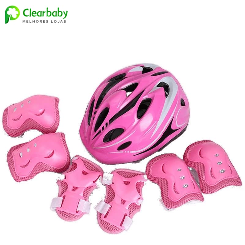 Conjunto de 7 equipamentos de proteção para patinete e bicicleta infantil, incluindo capacete