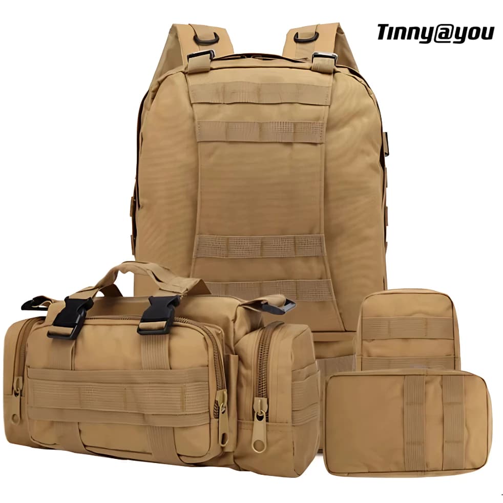 Mochila Tática 55l Com 3 Bolsas Táticas Impermeável E Resistente TINNYYOU