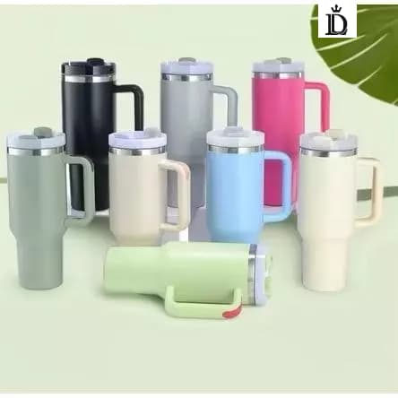 Copo Térmico Inox Alça Flip Straw SEM LOGO com canudo INOX  1200ml Qualidade