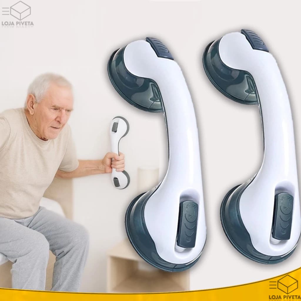 Kit 1 ou 2 Apoio Com Ventosa Suporte Barra Portátil Alça Corrimão Portátil Para Idosos e Crianças