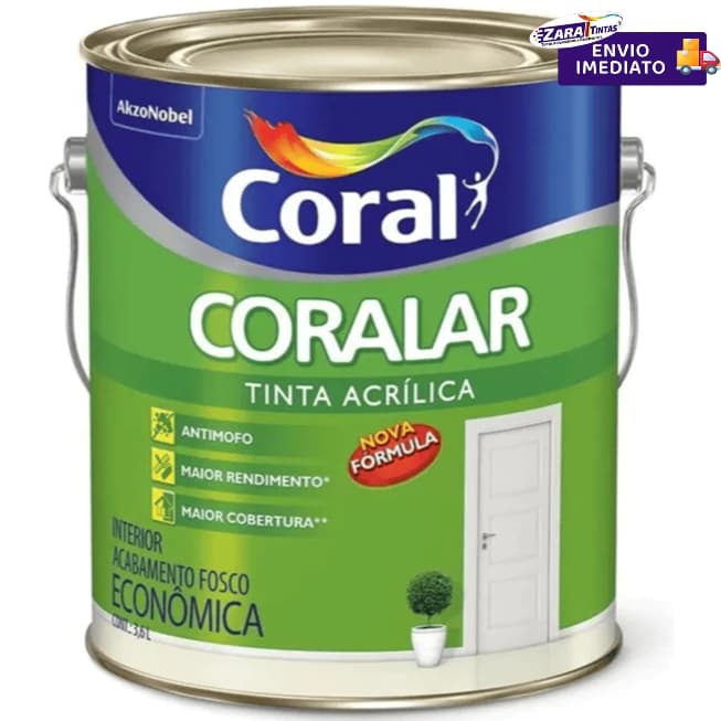 Tinta Coralar Anti Mofo Acrilica Paredes e Tetos 3,6 Litros Escolha A Cor Interno Fosco Cores Coral